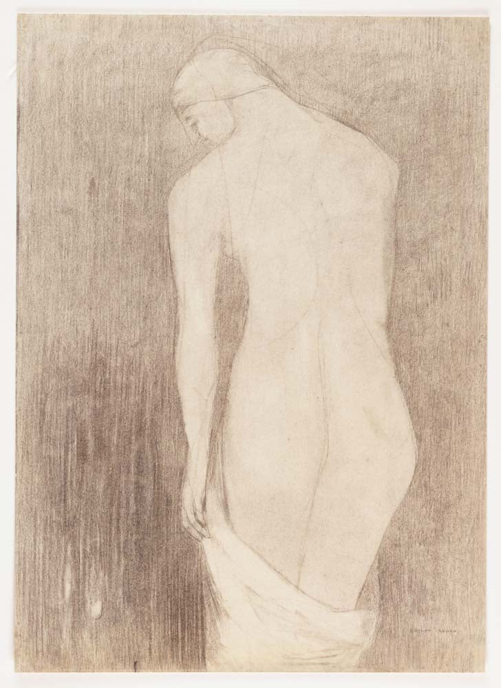 Odilon Redon - Nude Woman Seen from Behind, vintage art, modern poster print