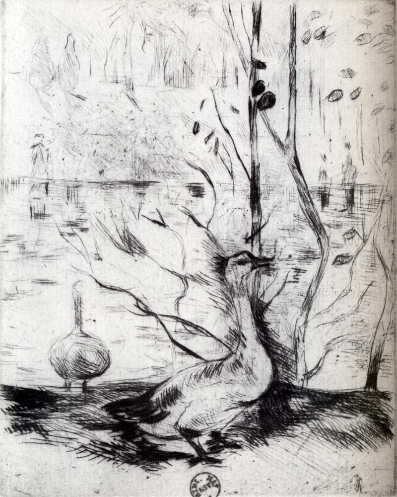 Oie  The Goose  Dessin  Pointe Seche by Berthe Morisot, 1889, vintage art, modern poster print