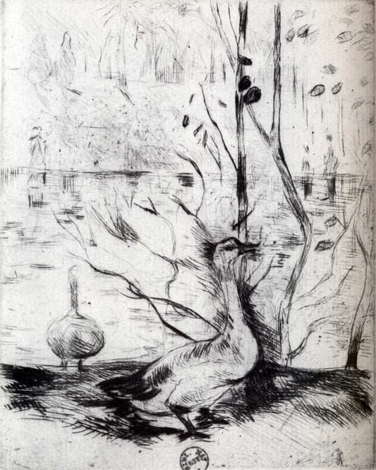 Oie  The Goose  Dessin  Pointe Seche by Berthe Morisot, 1889, vintage art, modern poster print