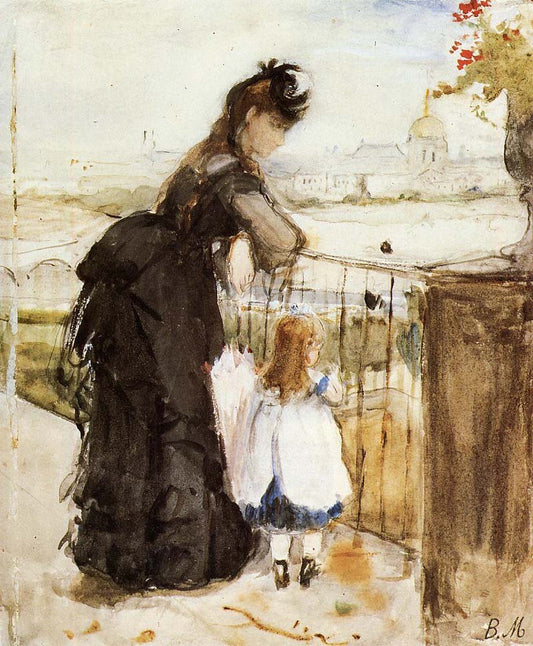 On the Balcony - 1872 - The Art Institute of Chicago USA by Berthe Morisot, vintage art, modern poster print