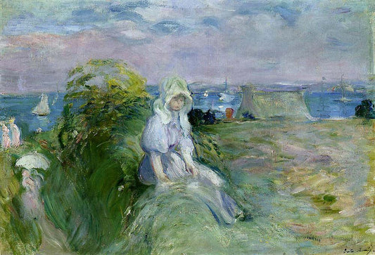 On the Cliff at Portrieux - 1894 - by Berthe Morisot, vintage art, modern poster print