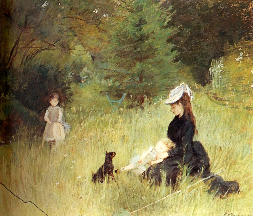 On  the lawn by Berthe Morisot, 1874, vintage art, modern poster print
