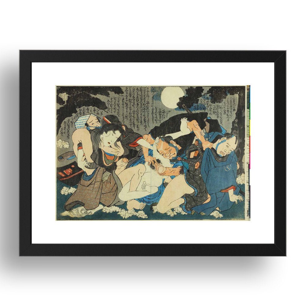 orgy, Graphic Erotic ukiyo-e Japanese Shunga, classic artwork in 17x13"(A3) Frame