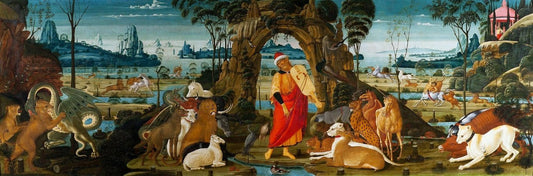 Orpheus playing among the animals, vintage artwork by Jacopo del Sellaio, A3 (16x12") Poster Print