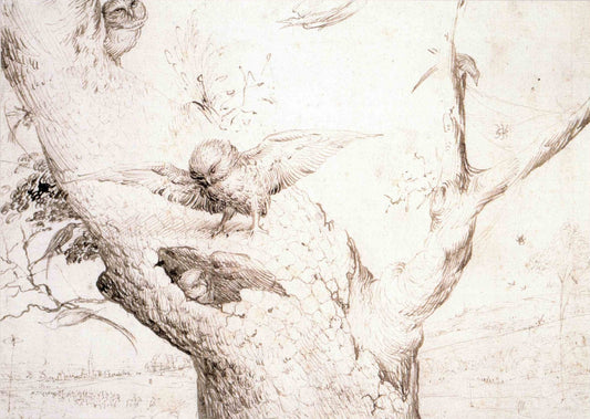 Owls, vintage artwork by Jheronimus Bosch, A3 (16x12") Poster Print