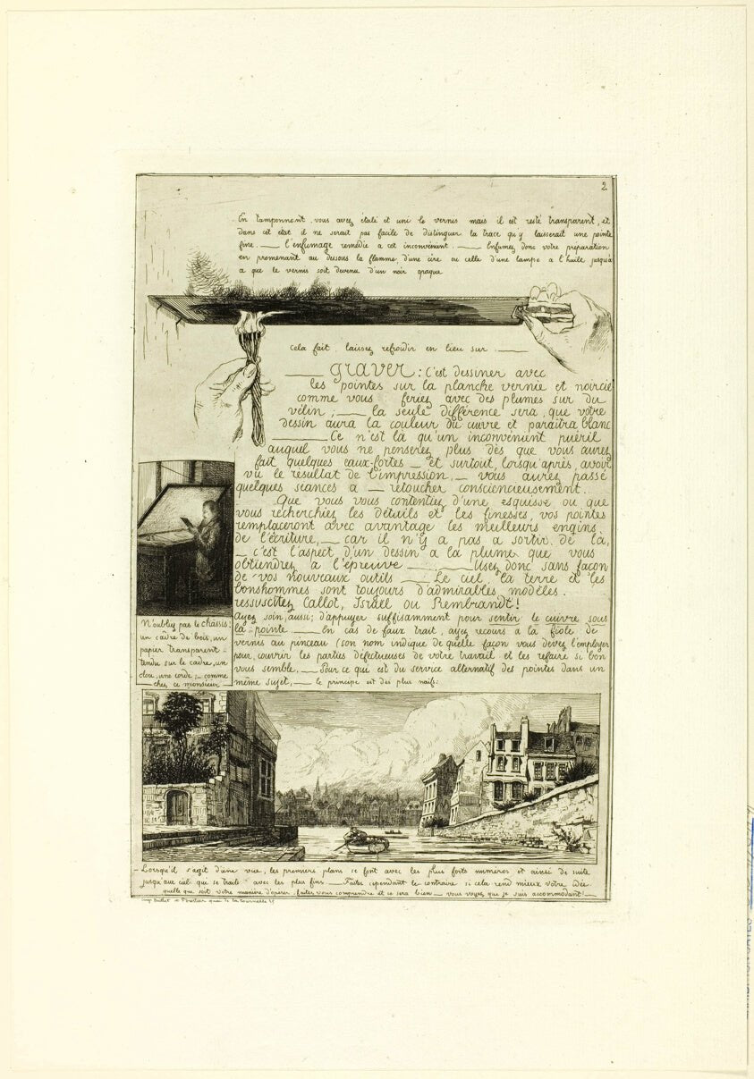 Page two, from Letter on the Elements of Etching by Adolphe Martial Potemont (French, 1828-1883), 23x16"( A2 size ) Poster Print