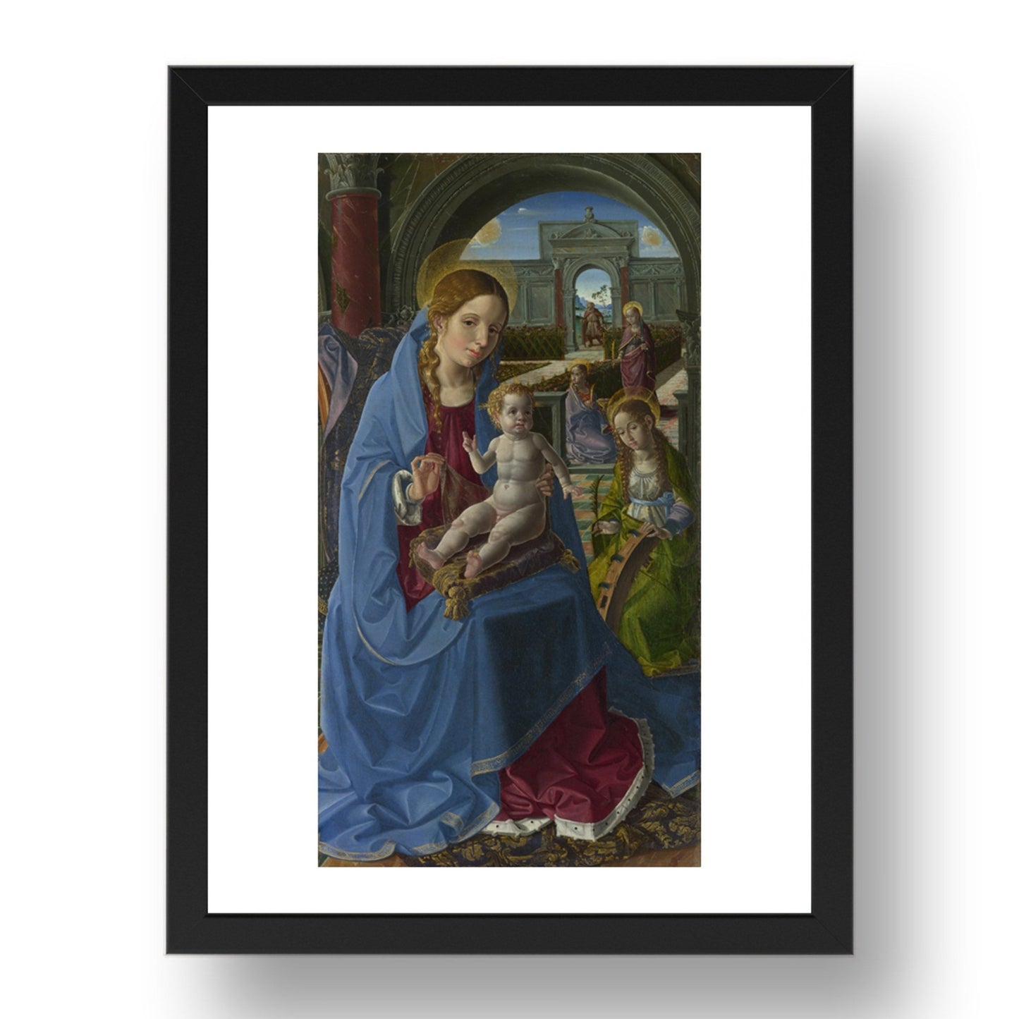 Paolo da San Leocadio: The Virgin and Child with Saints, Poster in 17x13"(A3) Frame