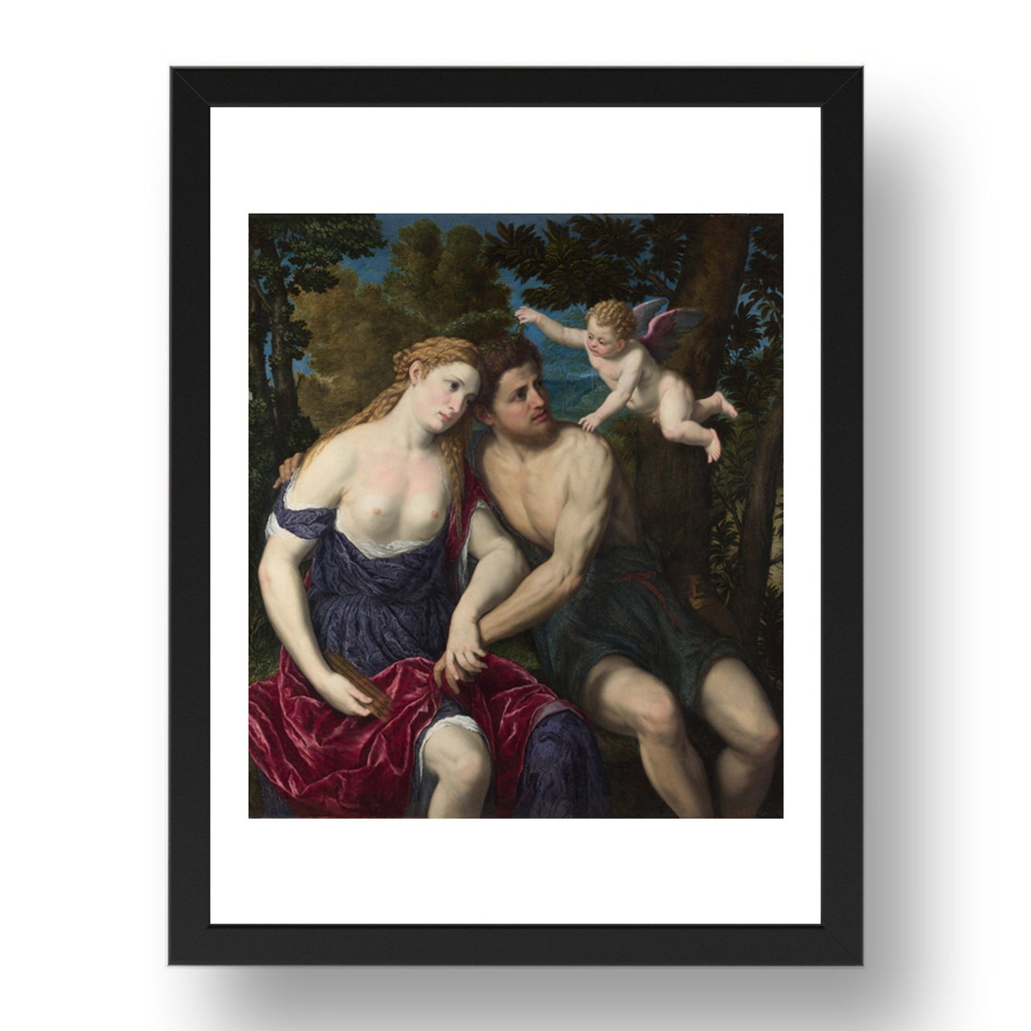 Paris Bordone: A Pair of Lovers, Poster in 17x13"(A3) Frame