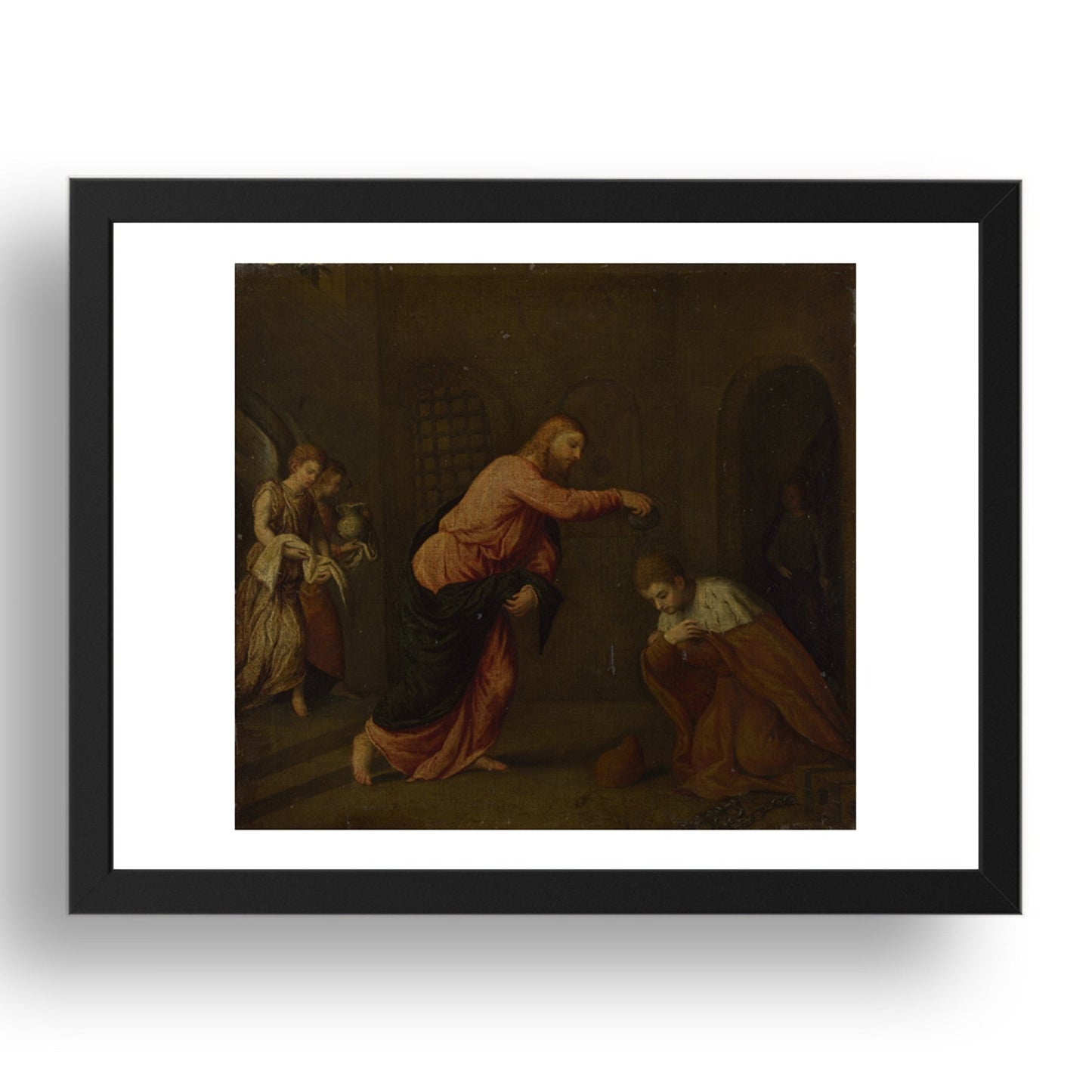 Paris Bordone: Christ baptising Saint John Martyr, Poster in 17x13"(A3) Frame