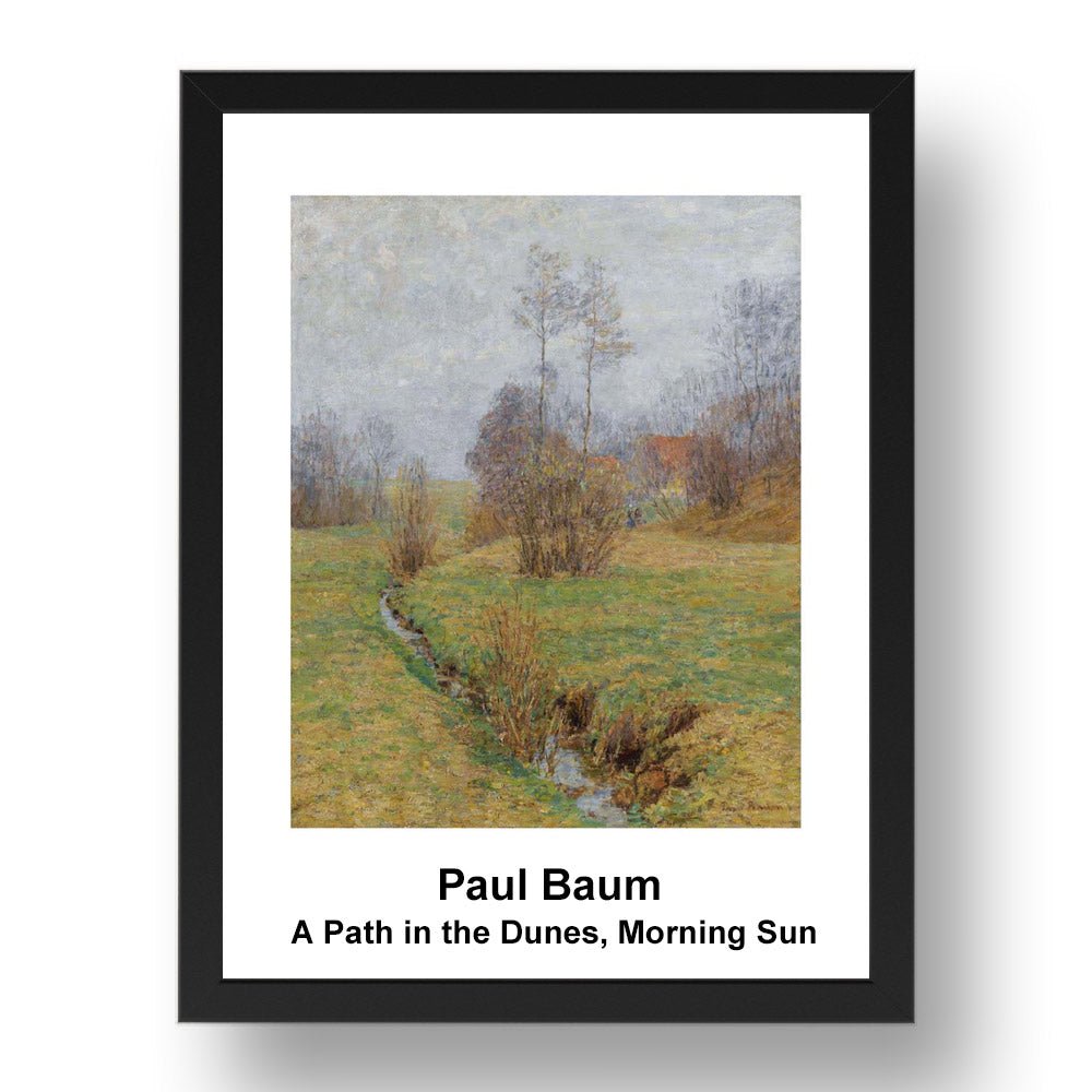 Paul Baum: A Path in the Dunes Morning Sun, vintage impressionist artwork, 17x13"(A3) Frame