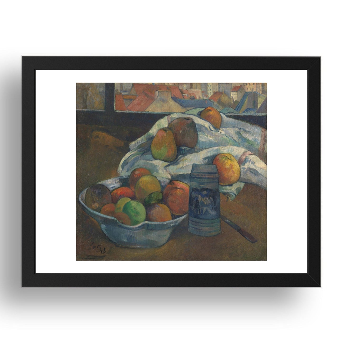 Paul Gauguin: Bowl of Fruit and Tankard before a Window, Poster in 17x13"(A3) Frame