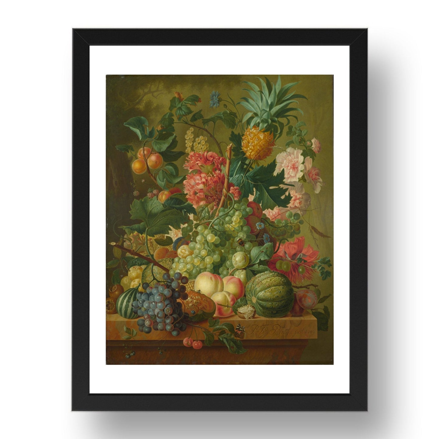 Paulus Theodorus van Brussel: Fruit and Flowers, Poster in 17x13"(A3) Frame