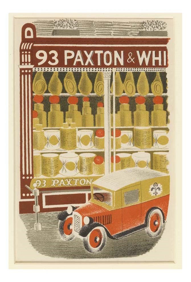 Paxton & Whitfield Cheese Shop 1938 by Eric Ravilious, 17x13" Frame