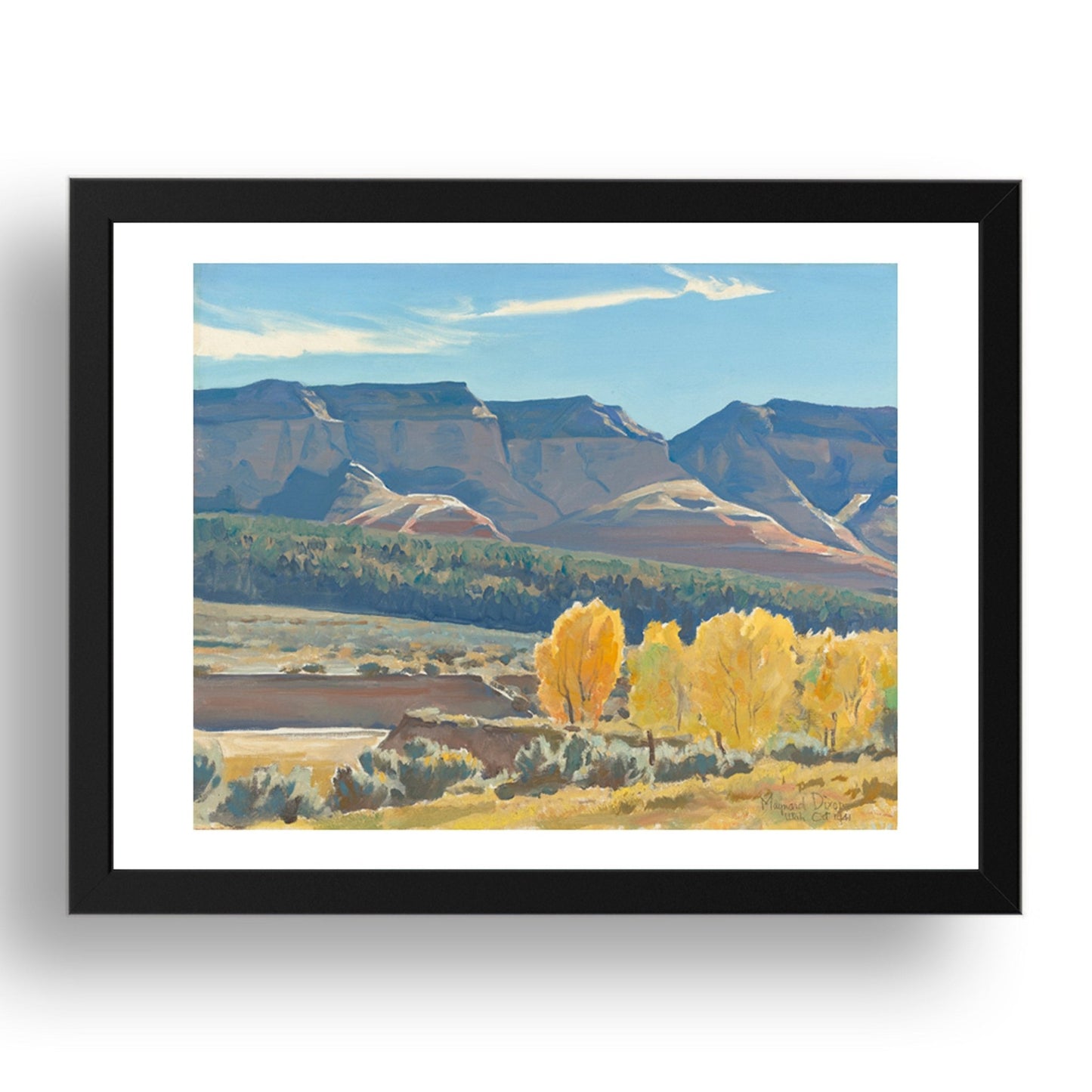 Peaceful Morning, Classic Western Landscape by Maynard Dixon, Framed Art Poster