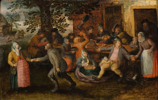 Peasants at the Inn, vintage artwork by David Vinckboons, 12x8" (A4) Poster