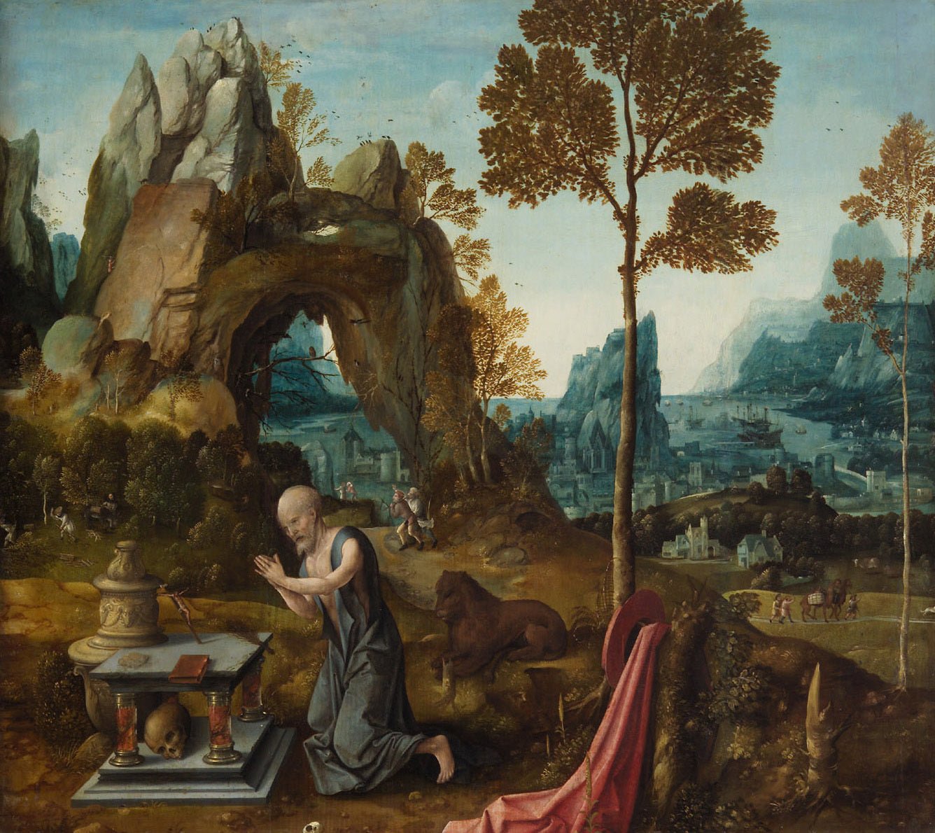 Penitent St. Jerome in a Landscape, vintage artwork by Jan de Beer, A3 (16x12") Poster Print
