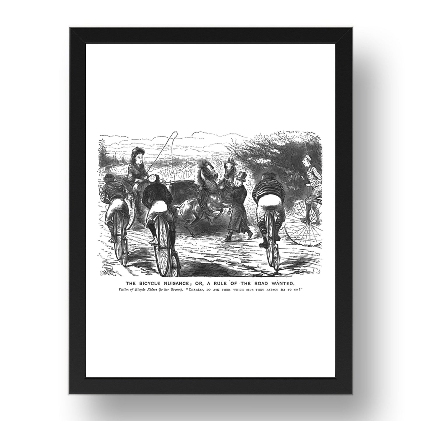 pennyfarthing nuisance, vintage historic poster in 17x13"(A3) Frame