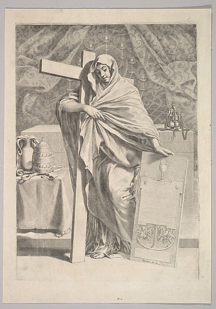Personification of Faith 1642-Claude Mellan , vintage art, A3 (16x12") Poster Print