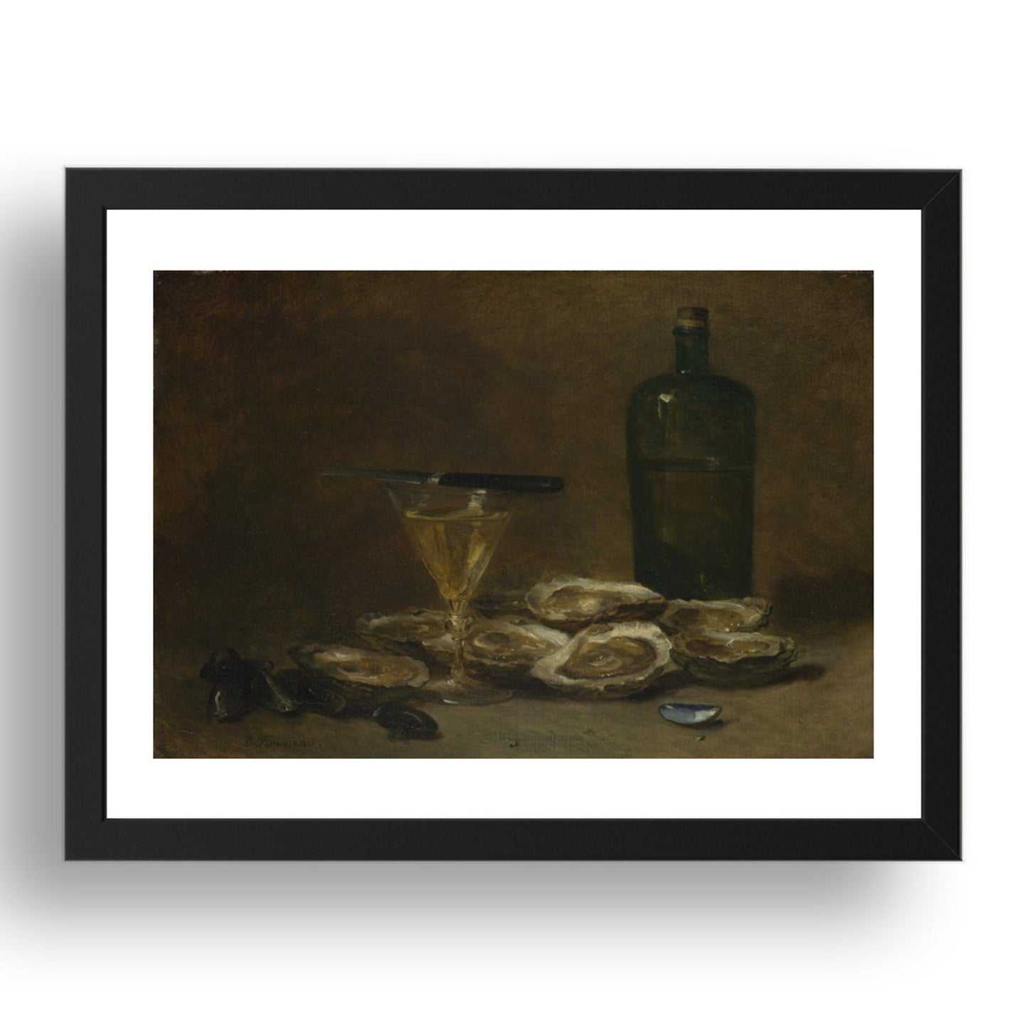 Philippe Rousseau: Still Life with Oysters, Poster in 17x13"(A3) Frame