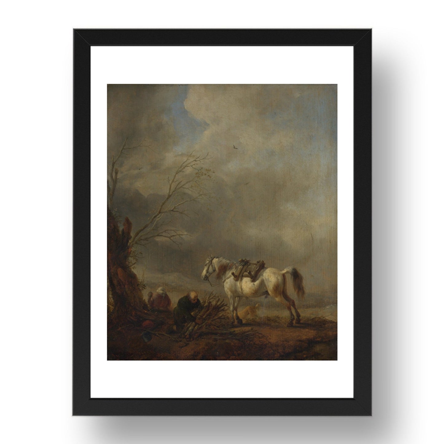 Philips Wouwermans: A White Horse, and an Old Man binding Faggots, Poster in 17x13"(A3) Frame