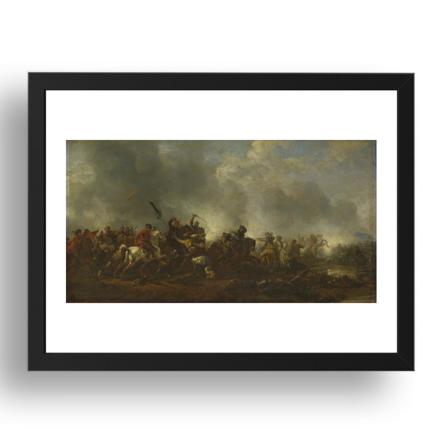 Philips Wouwermans: Cavalry attacking Infantry, Poster in 17x13"(A3) Frame