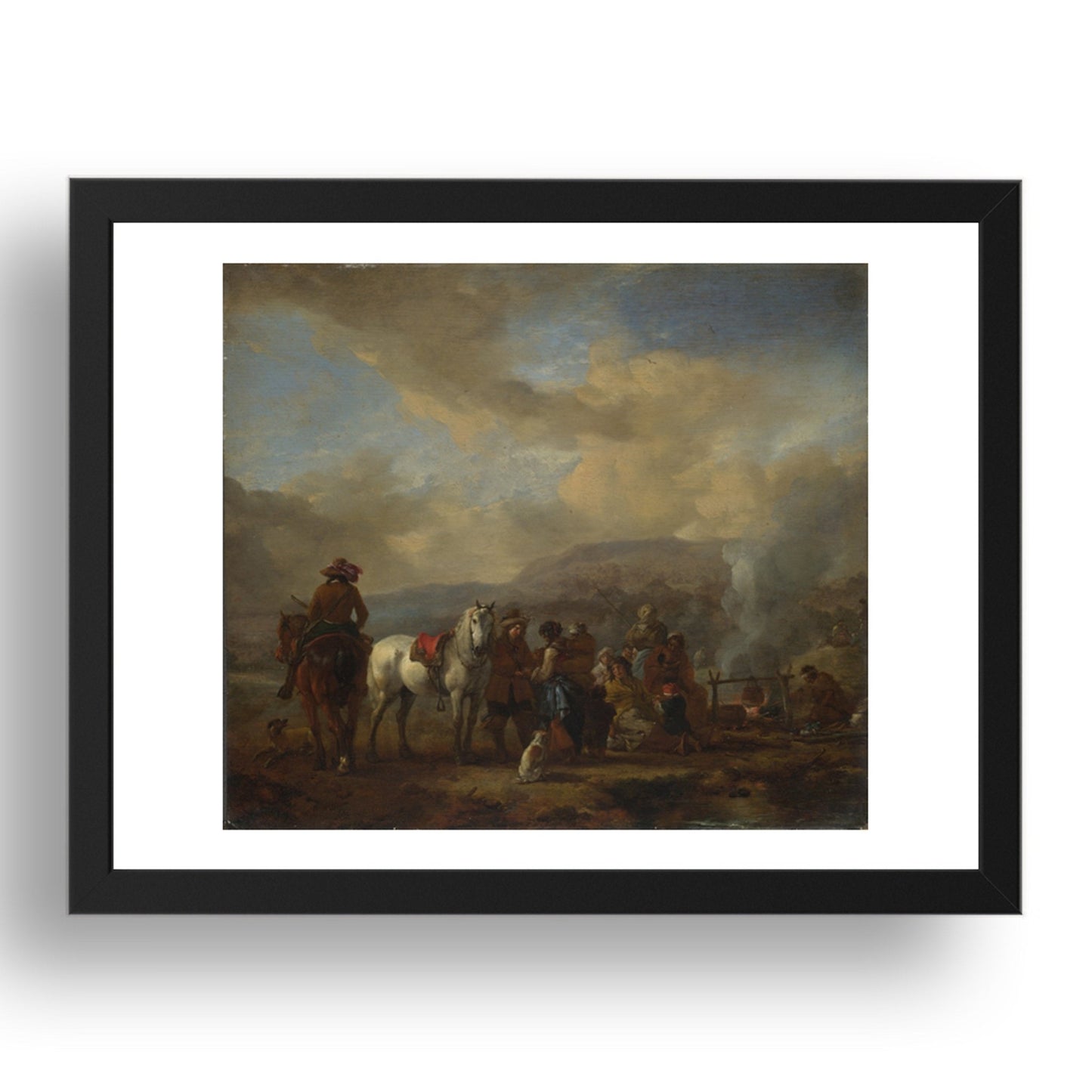 Philips Wouwermans: Two Horsemen at a Gipsy Encampment, Poster in 17x13"(A3) Frame