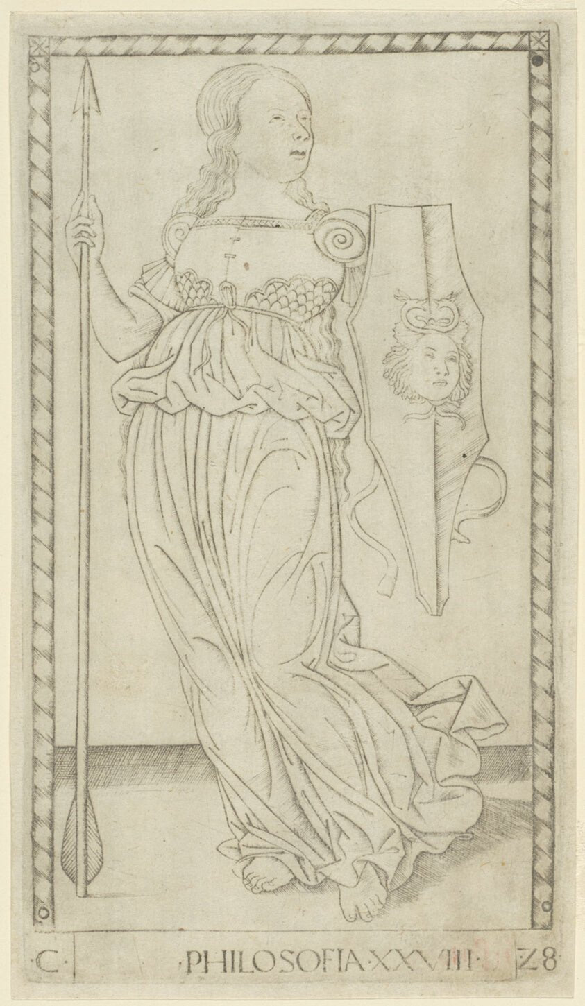 Philosophy, plate 28 from Arts and Sciences by Master of the E-Series Tarocchi, 23x16"( A2 size) Poster Print