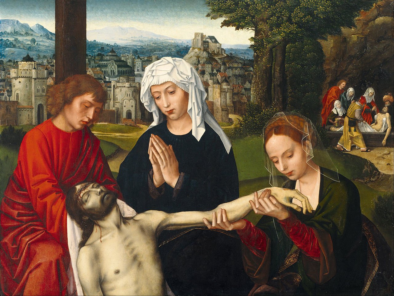 Pietà at the Foot of the Cross, vintage artwork by Ambrosius Benson, A3 (16x12") Poster Print