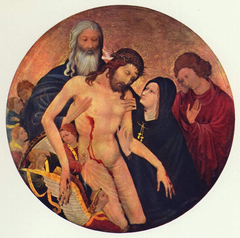 Pietà (Tondo), vintage artwork by French School 15th Century - Unknown, A3 (16x12") Poster Print