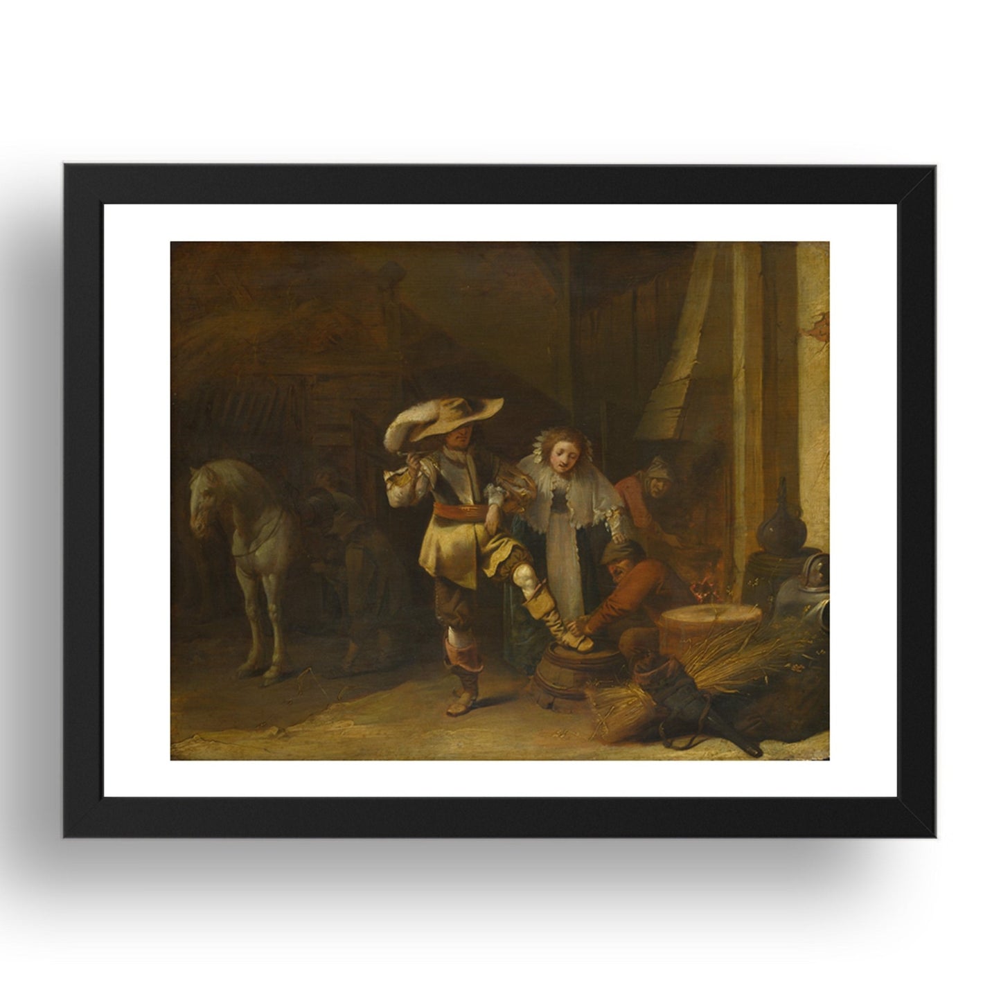 Pieter Quast: A Man and a Woman in a Stableyard, Poster in 17x13"(A3) Frame