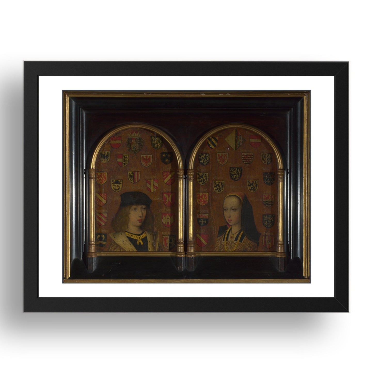 Pieter van Coninxloo: Diptych: Philip the Handsome and Margaret of Austria, Poster in 17x13"(A3) Frame