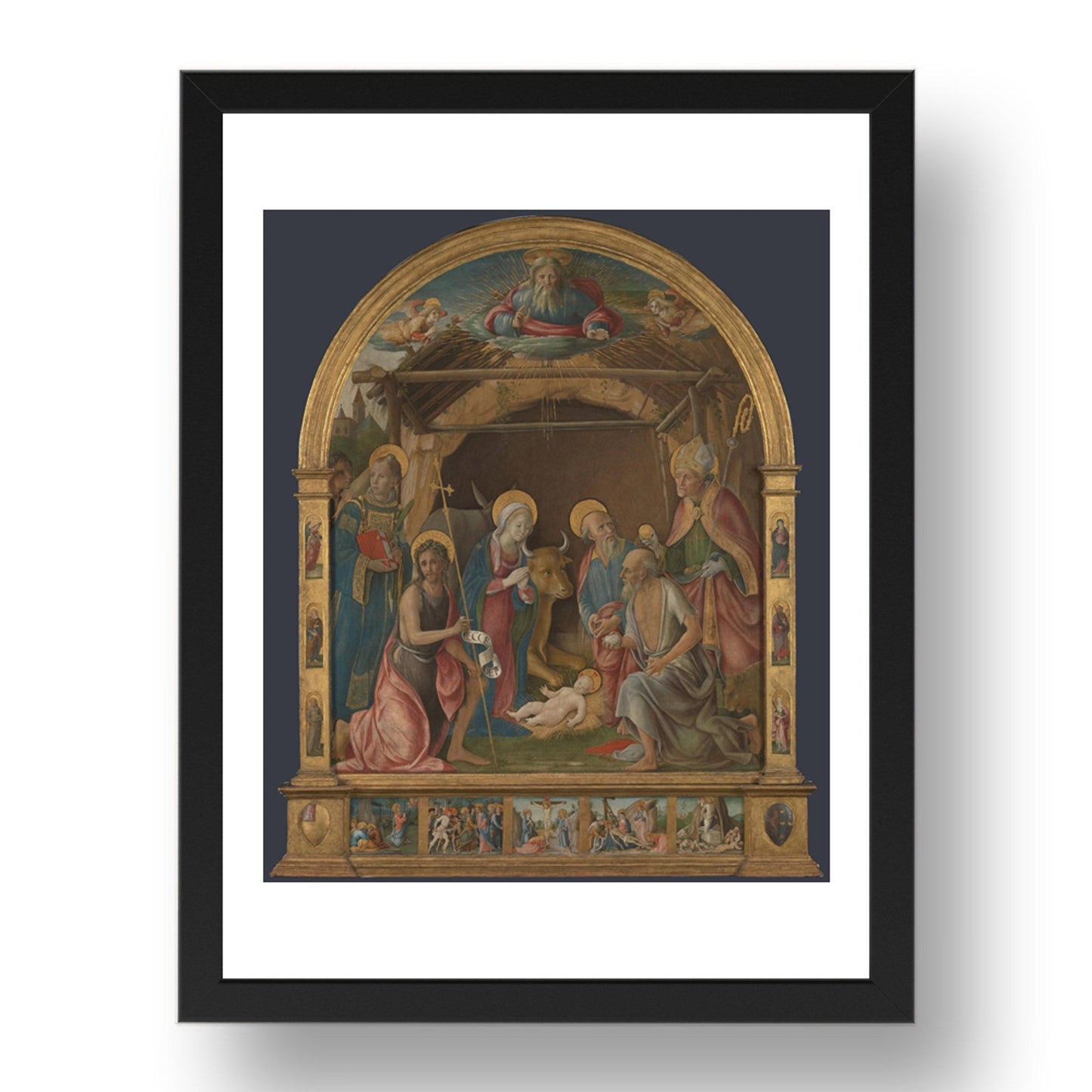 Pietro Orioli: The Nativity with Saints Altarpiece, Poster in 17x13"(A3) Frame