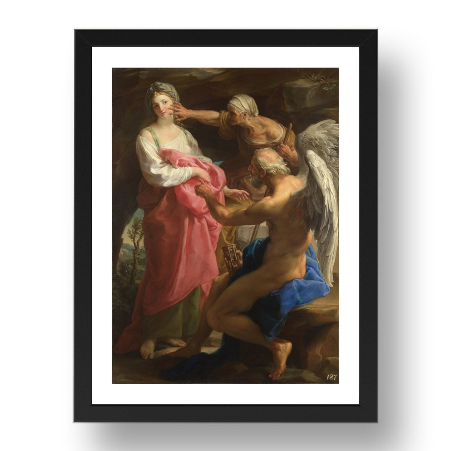 Pompeo Girolamo Batoni: Time orders Old Age to destroy Beauty, Poster in 17x13"(A3) Frame
