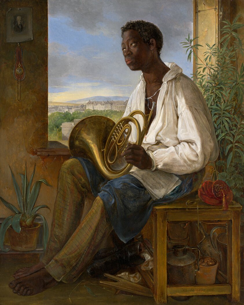 Portrait of a Gardener and Horn Player in the Household of the Emperor Francis I by Albert Schindler, 23x16"( A2 size) Poster Print