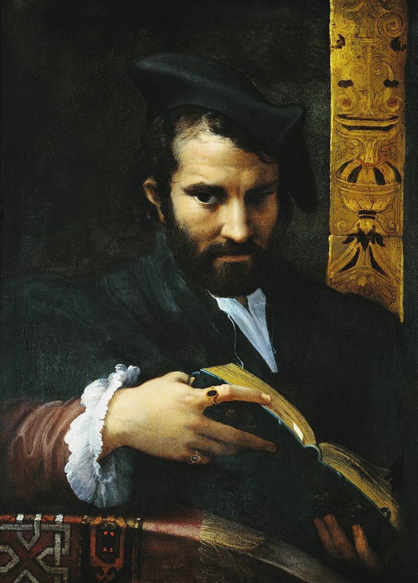 Portrait Of A Man With A Book, vintage artwork by Parmigianino, A3 (16x12") Poster Print
