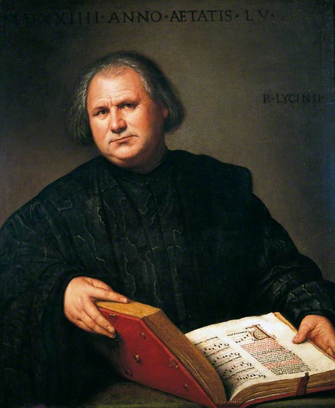 Portrait of a Man with a Missal, vintage artwork by Bernardino Licinio, A3 (16x12") Poster Print