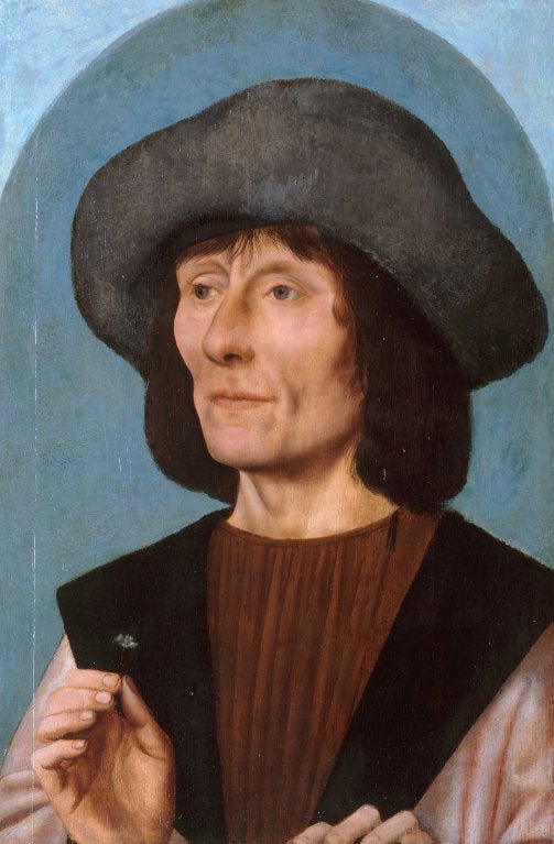 Portrait of a Man with a Pink, vintage artwork by Quentin Massys, A3 (16x12") Poster Print