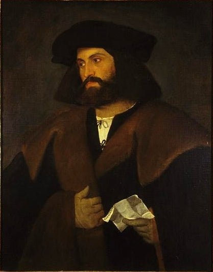 Portrait of a Member of the Medolago Family, vintage artwork by Giovanni Cariani, A3 (16x12") Poster Print