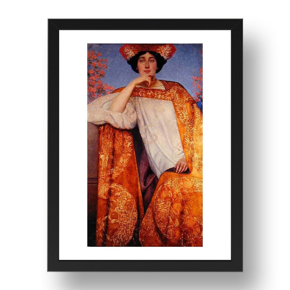 Portrait of a Woman in a Golden Dress Date unknown by Gustav Klimt, 17x13" Frame