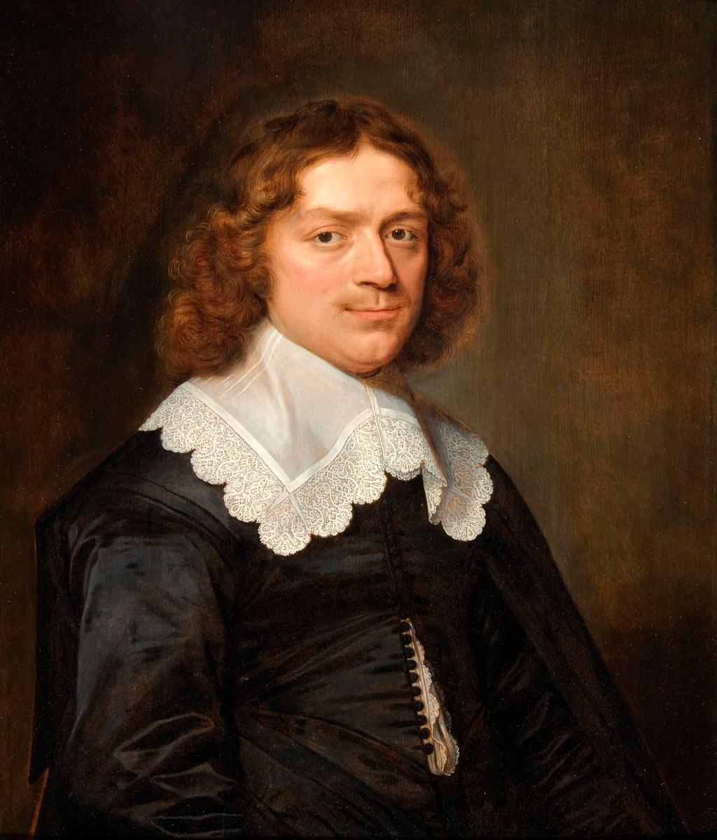 Portrait of a Young Man in a Black Dress with a White Lace Collar, vintage artwork by David Bailly, 12x8" (A4) Poster