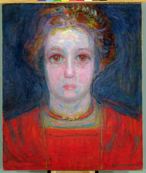 Portrait of a Young Woman in Red by  1908-09, vintage art, modern poster print