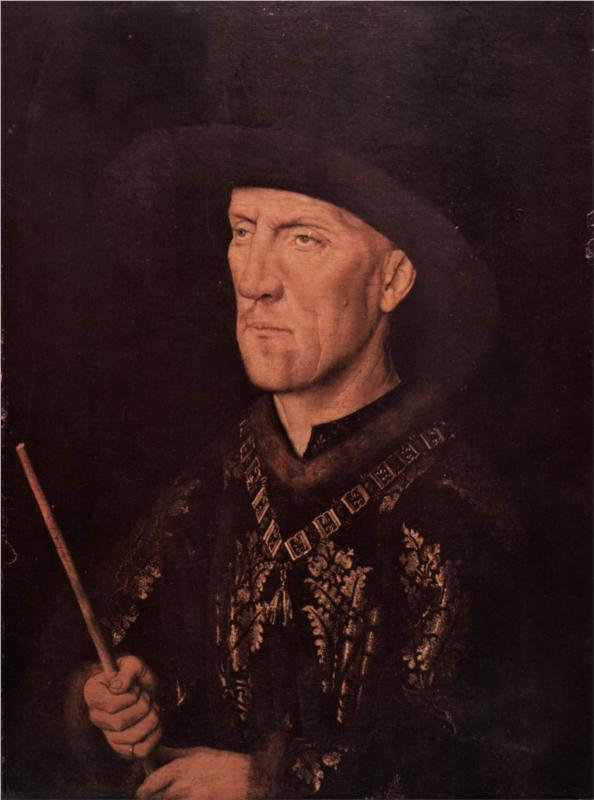 Portrait of Baudouin de Lannoy, vintage artwork by Jan van Eyck, A3 (16x12") Poster Print