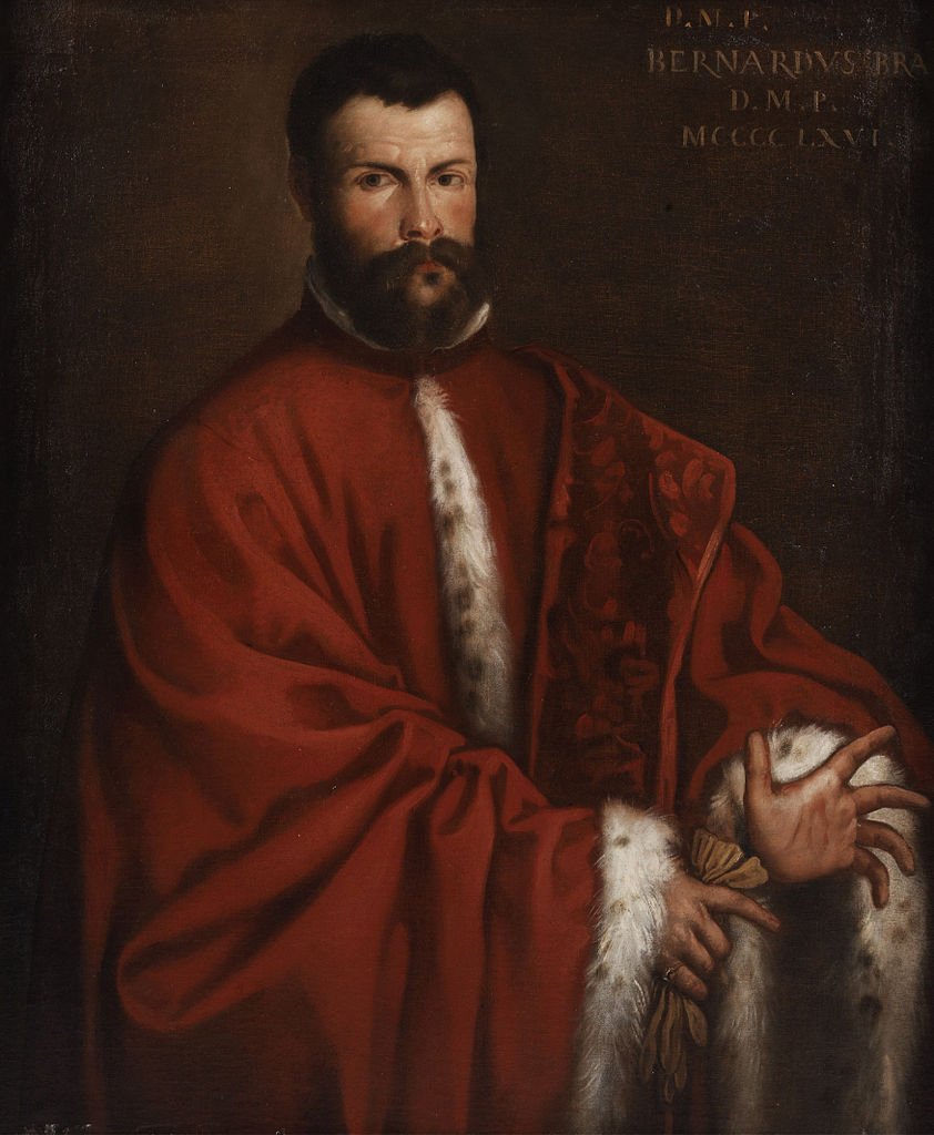 Portrait of Bernardo Bra, vintage artwork by Alessandro Varotari, 12x8" (A4) Poster