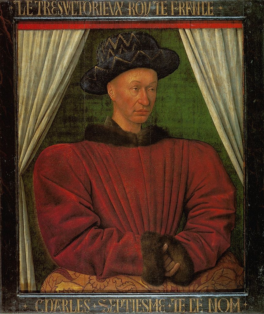 Portrait of Charles VII of France, vintage artwork by Jean Fouquet, A3 (16x12") Poster Print