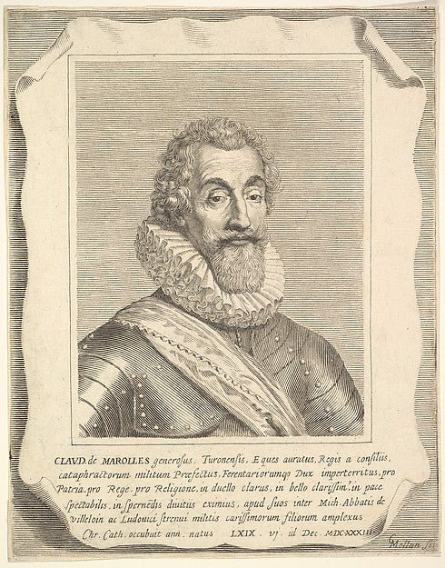 Portrait of Claude de Marolles-Claude Mellan , vintage art, A3 (16x12") Poster Print