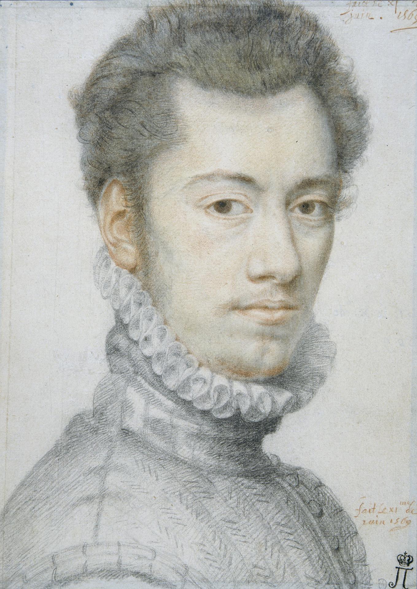 Portrait of Etienne Dumonstier, vintage artwork by Daniel Dumonstier, 12x8" (A4) Poster