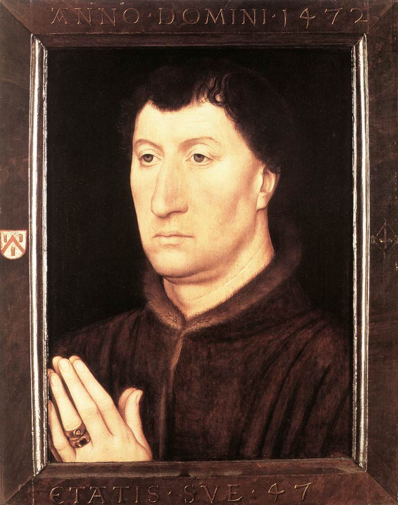 Portrait of Gilles Joye, vintage artwork by Hans Memling, A3 (16x12") Poster Print
