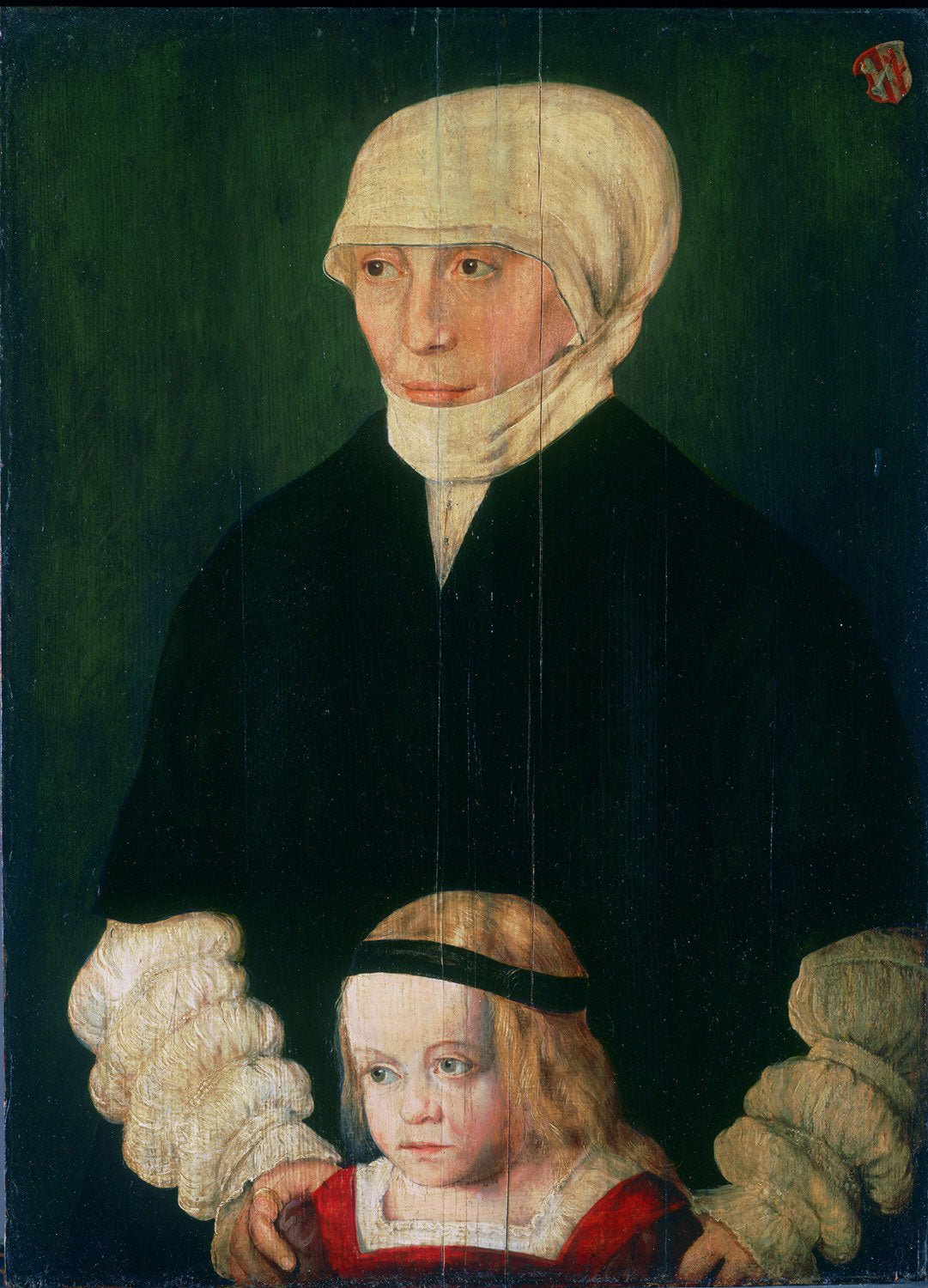 Portrait of Margaret Urmiller, nee Schwab, and Her Daughter, vintage artwork by Barthel Beham, A3 (16x12") Poster Print