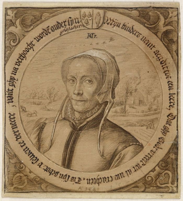 Portrait of Maritgen Pietersdochter, vintage artwork by Hendrick Goltzius, 12x8" (A4) Poster