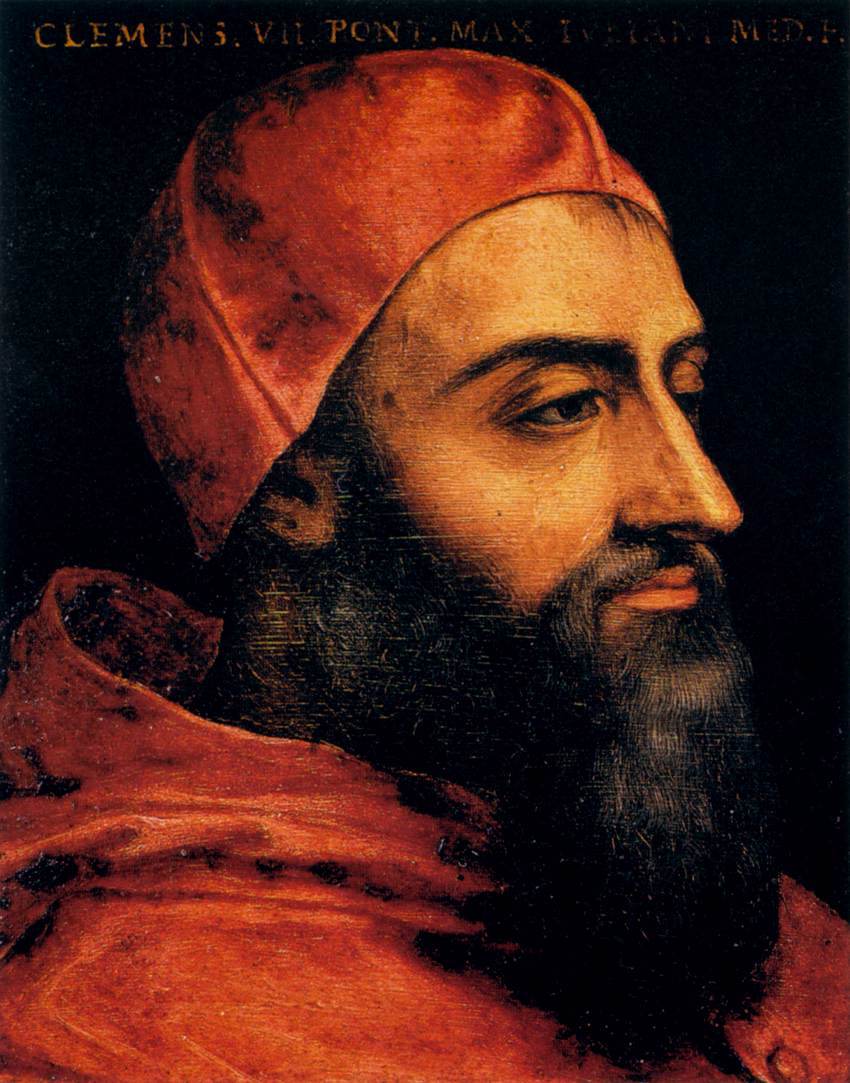 Portrait of Pope Clement VII, vintage artwork by Agnolo Bronzino, A3 (16x12") Poster Print